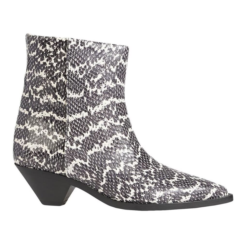 NWT Isabel Marant Snakeskin Print Ankle Boots Black Women's Size 37 / US 6.5